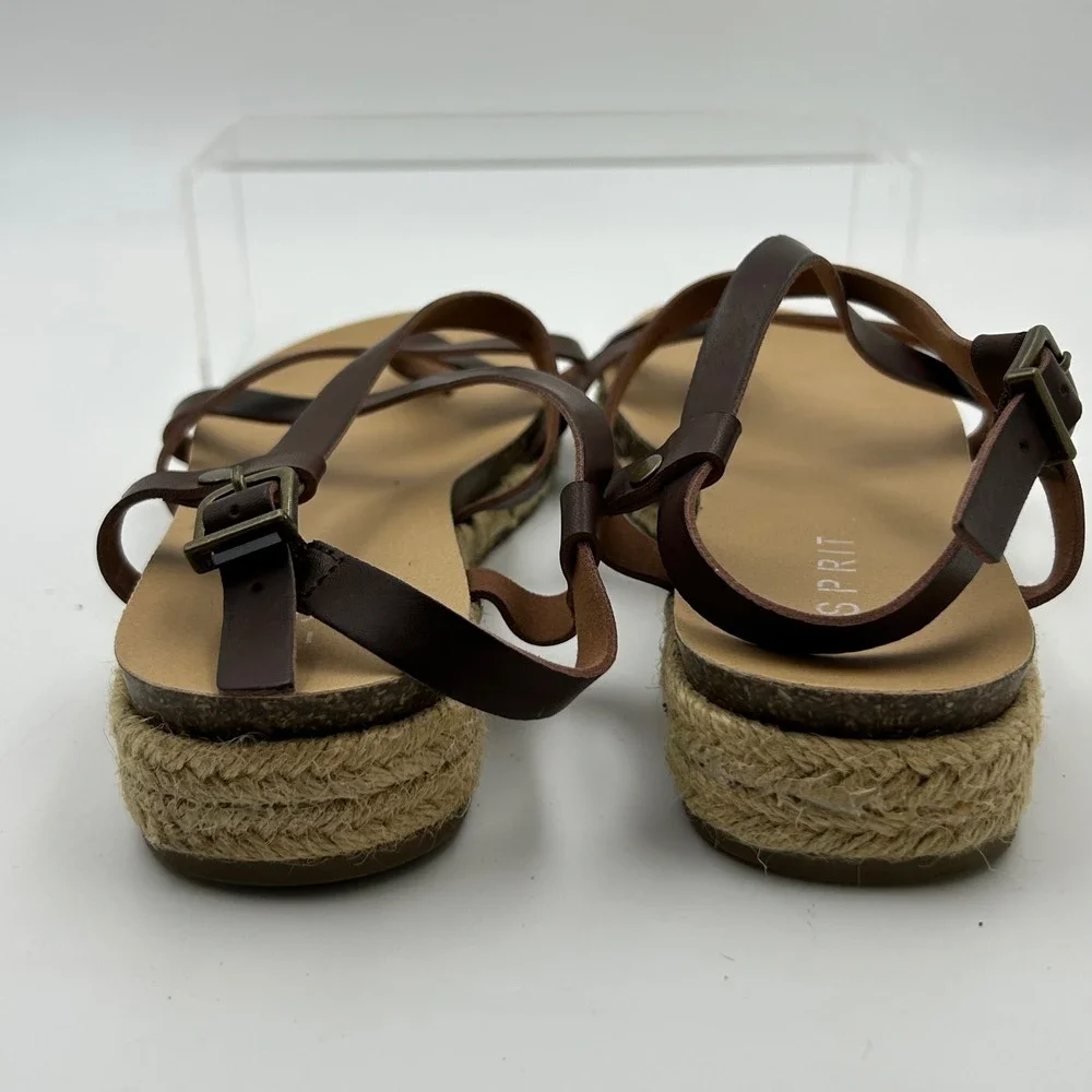 Esprit Judy Sandals Women 8 Brown Strappy Espadrille Flatform Boho Summer